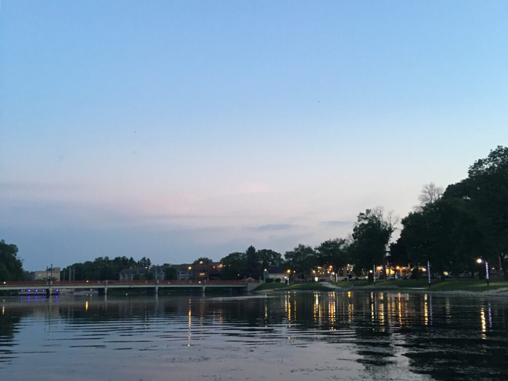 From the Milwaukee River, Grafton's Veterans Memorial Park offers a picturesque urban riverfront view.